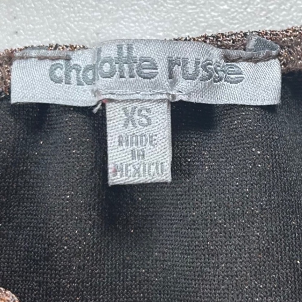 Charlotte Russe Womens XS Bronze Metallic Strapless Peplum Top Y2K Coquette Club - Picture 4 of 5
